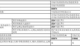 关于中海中短债债券型证券投资基金 春节假期前暂停申购(含转换转入及定期定额投资)业务公告