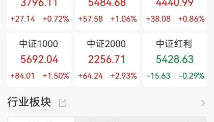 A股收评：尾盘拉升！三大指数集体上涨，沪指涨0.71%创业板指涨0.7%，北证50涨超2%，半导体板块走高，4400股上涨，成交1.09万亿放量179亿